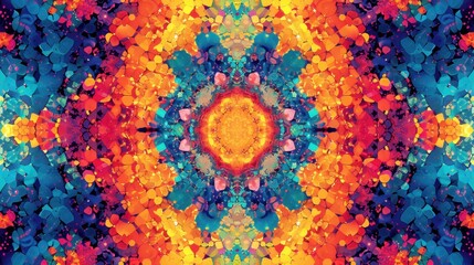 Kaleidoscopic patterns with vibrant colors and symmetrical shapes, creating an ever-changing and mesmerizing abstract visual experience.
