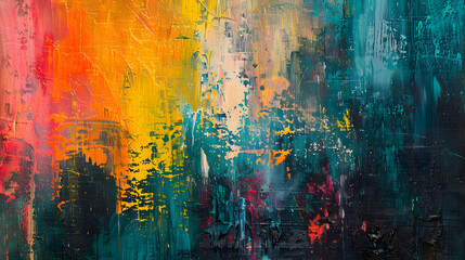 Fototapeta premium Oil painting on wall canvas. Abstract texture. Colorful. Contemporary.