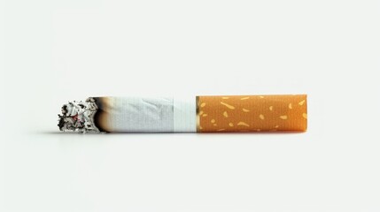 Extinguished Cigarette on White Background