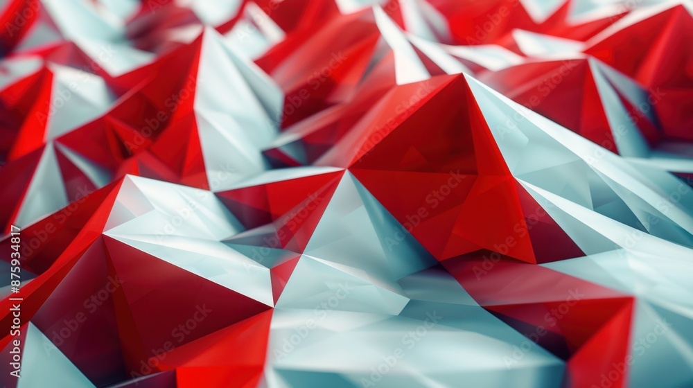 Poster creative triangle polygon construction, geometric shapes in a dynamic composition, 3d rendering.