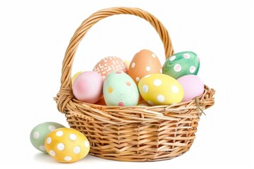 Colorful Easter Eggs in Wicker Basket
