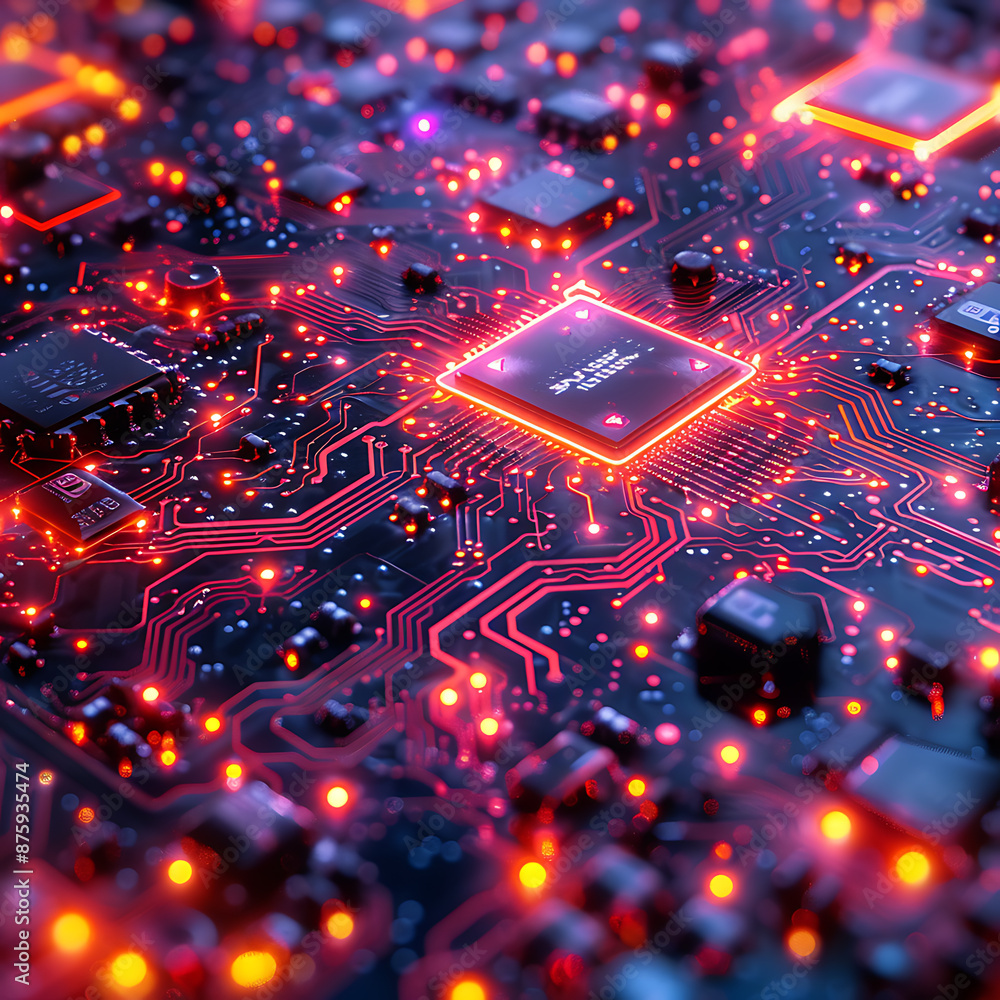 Poster high-tech canvas: futuristic abstract background with circuit boards