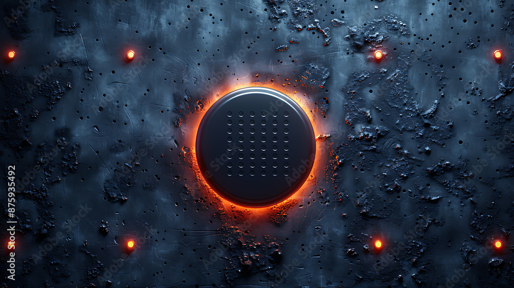 Poster realistic technical illustration of modern device on empty space background