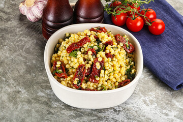 Vegetarian Pasta ptitim with vegetables