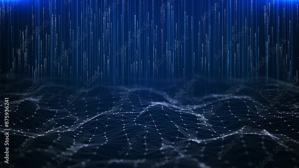 Poster deep learning, chatbot, artificial intelligence, machine learning deep cyber stage waves lights, dig