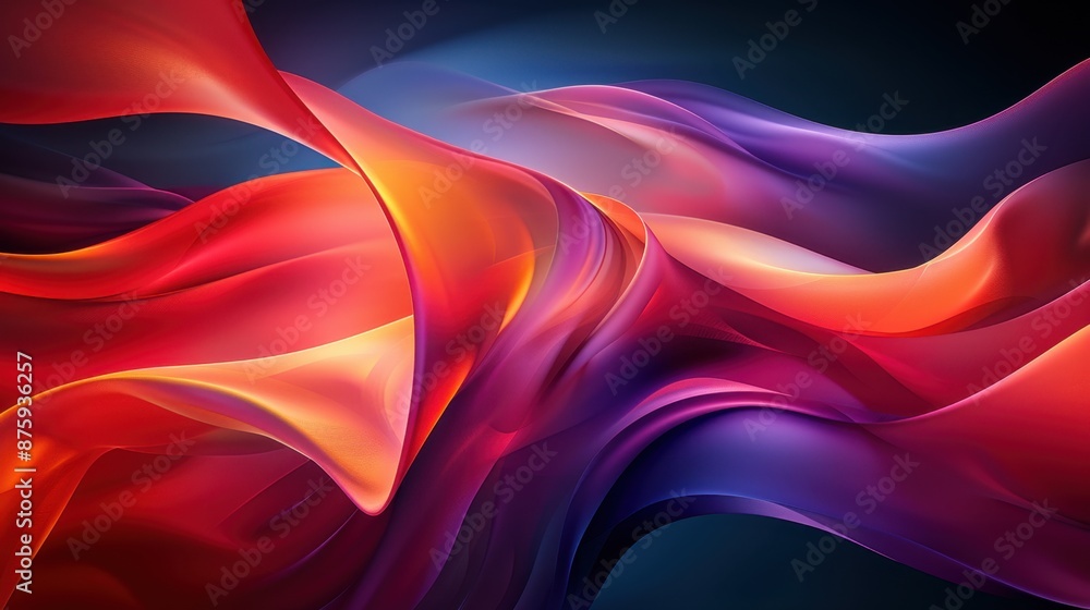 Poster curved, abstract geometries intersect to create a fluid, dynamic visual, blending organic and modern