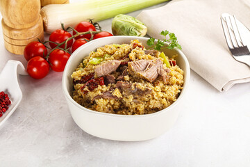 Bulgur with lamb and vegetables