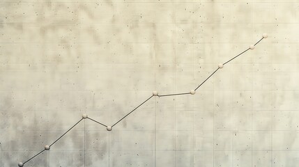 Single line graph climbing on a neutral canvas, minimalistic approach to market growth.
