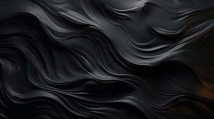 Fototapeta premium Dark abstract background. Flow of black paint with bubbles and lumps. Black liquid, abstract 3D background. AI generative