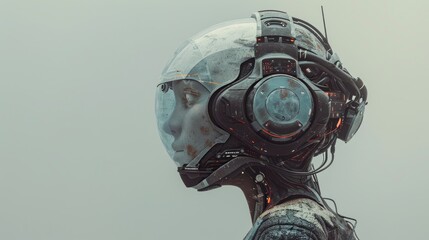 A woman in a space suit with a helmet on her head