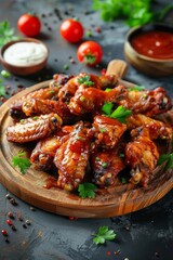 fried chicken wings with sauce, Generative AI,