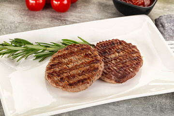 Grilled two beef burger cutlet