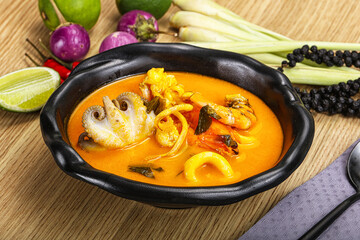 Thai Tom Yum soup with seafood