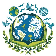 Hands Holding the Earth, Embracing Nature and Diversity