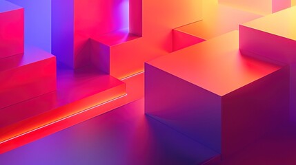 Fototapeta premium Minimalist geometric shapes and lines in neon colors on a neutral background, hinting at cutting