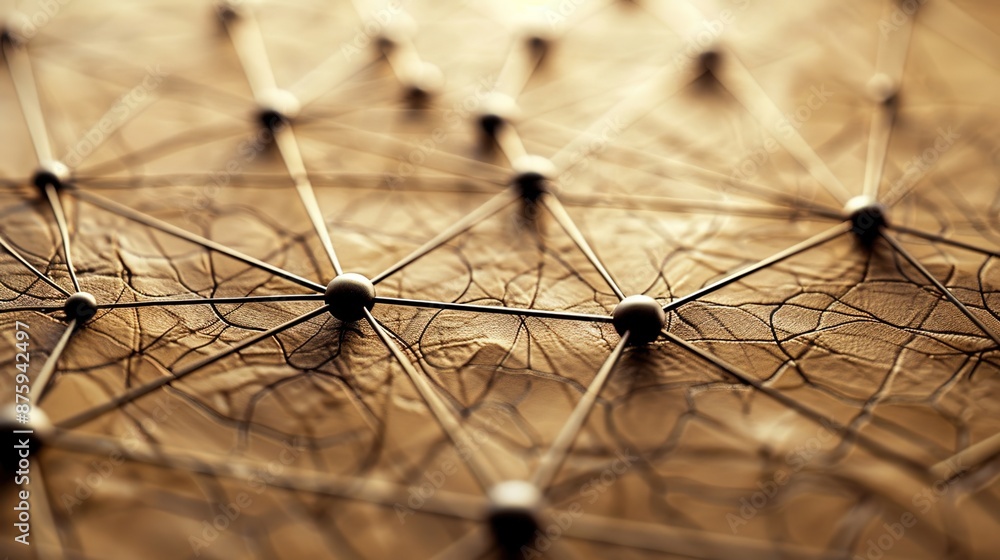 Aufkleber digital network matrix on textured background - abstract representation of connectivity and communic