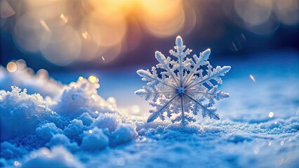 Snowflake ice crystal on snow covered ground in abstract winter nature macro, snowflake, ice crystal, snow covered, winter, nature