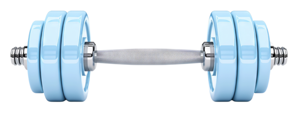 Single blue dumbbell with adjustable weights on a white background. Ideal for fitness, exercise, strength training, and home gym routines.