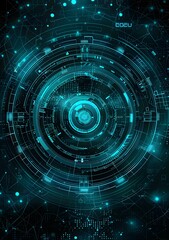 Obraz premium Blue technology background with circles and lines