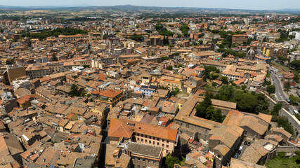 Aerial view of the historic center of Viterbo, Lazio, Italy. 