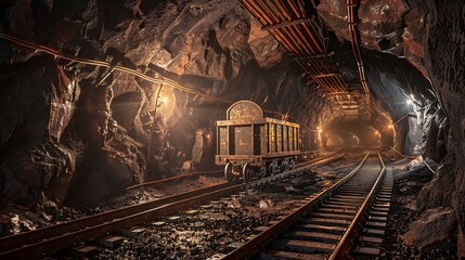 Naklejka premium The industry of underground mining loading gold silver very detailed and realistic shape