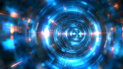 laser beams, glowing halos, and dynamic digital flows against a high-tech backdrop that pulsates with energy and light.