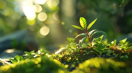 The little plants in sunny areas of the land very detailed and realistic shape