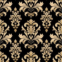 Obraz premium Exquisite Vintage Baroque Wallpaper in Gold and Black