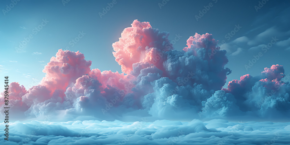 Poster stylized cloud computing background with abstract banner