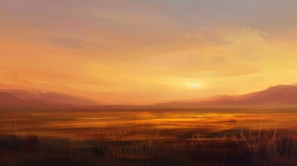 Obraz premium Tranquil Sunset Landscape with No Human Presence