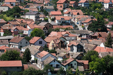 Obraz premium View of Sremski Karlovici town on sunny summer day. Serbia.