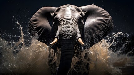 Elephant Splashing Water