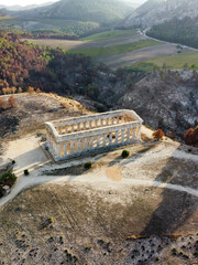 aerial view of the temple of Segesta in the Sicilian hinterland