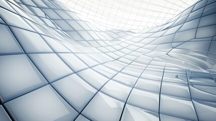 Fototapeta premium Abstract White Tiled Wall with Wavy Lines