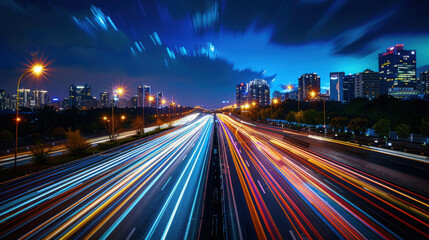 Fototapeta premium City Night Lights Long Exposure 