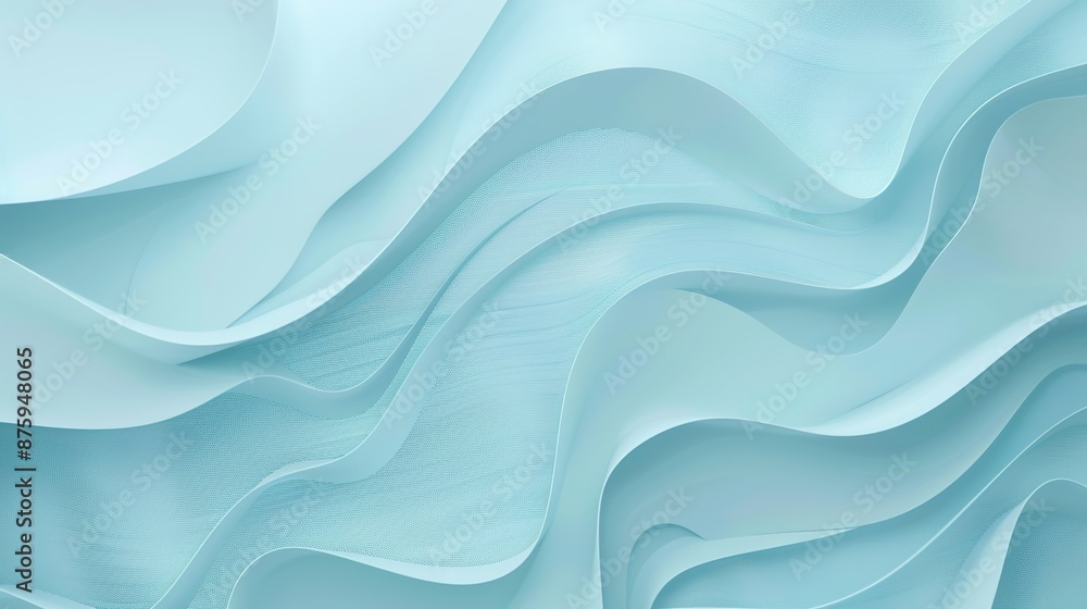 Poster serene light blue abstract background with elegant wavy lines and copious negative space