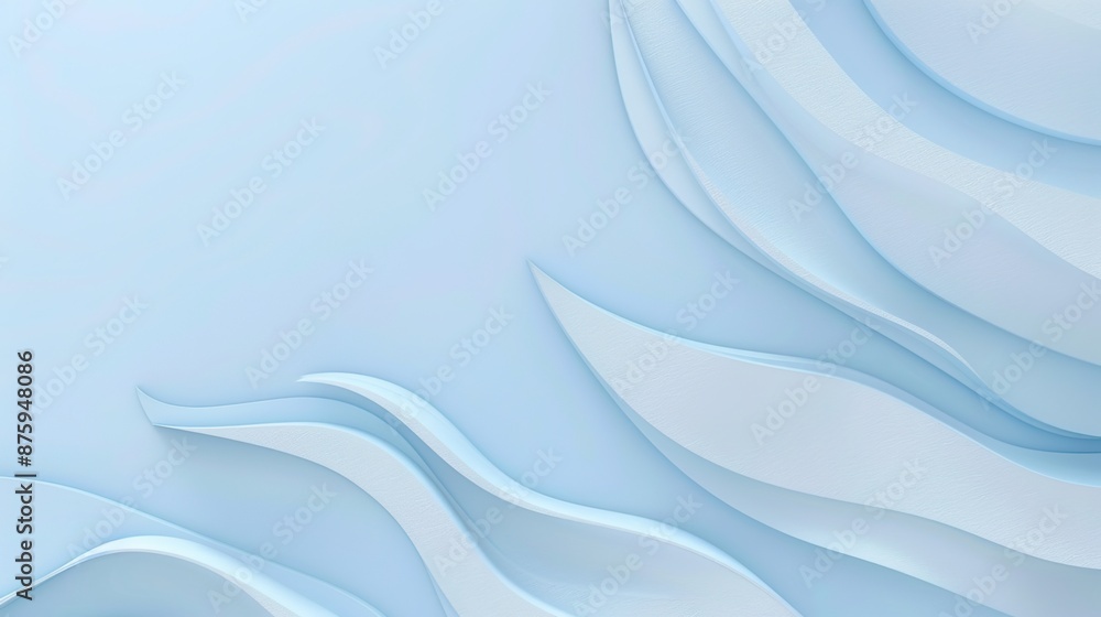 Poster serene light blue background with flowing wavy lines and copious empty space