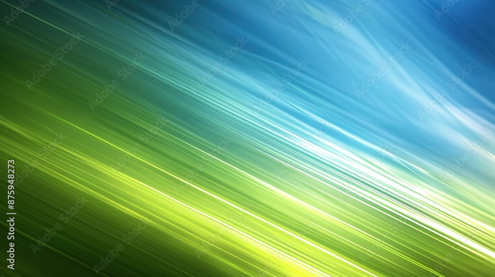 Poster serene green and blue abstract background with horizontal lines and ample copy space