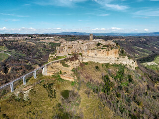 aerial view of the famous Civita di Bagnoregio