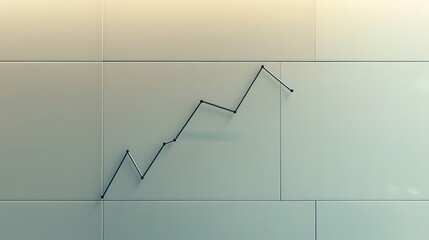 Single line graph rising against a minimalist, neutral backdrop, showing market growth.