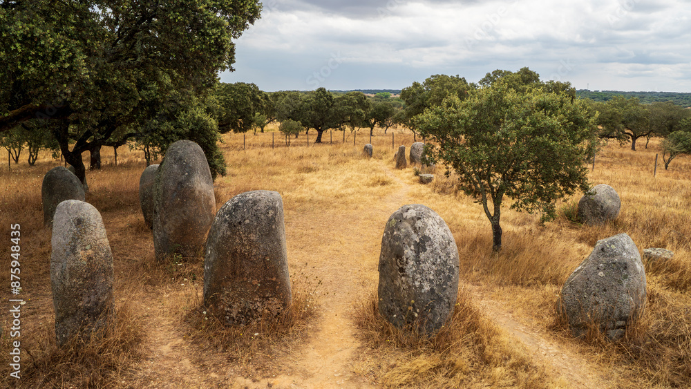 Wall mural monumento prehistorio de dos almendres en el alentejo de portugal