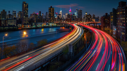 Fototapeta premium New York City Night Traffic Time-lapse