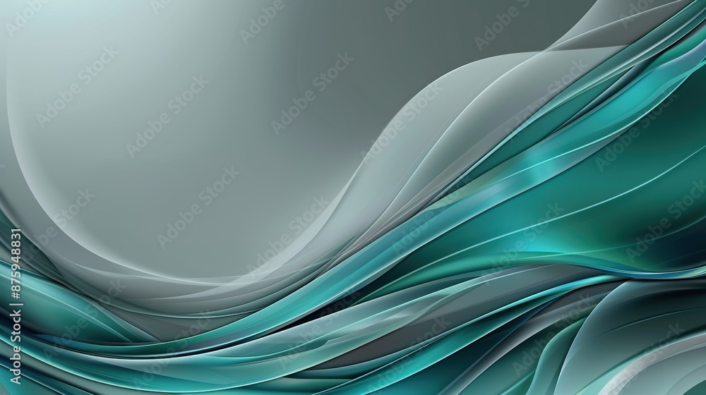 Poster serene teal and grey abstract background with gentle lines and negative space