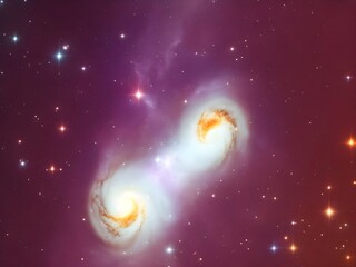 Naklejka premium Ethereal Grainy Gradient Galaxies Collision Galaxy Backgrounds for Cosmic Designs