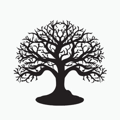 Obraz premium Black silhouette of a banyan isolate which background