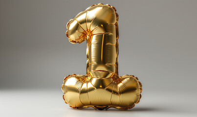 Golden congratulatory balloons in the shape of the number 1.