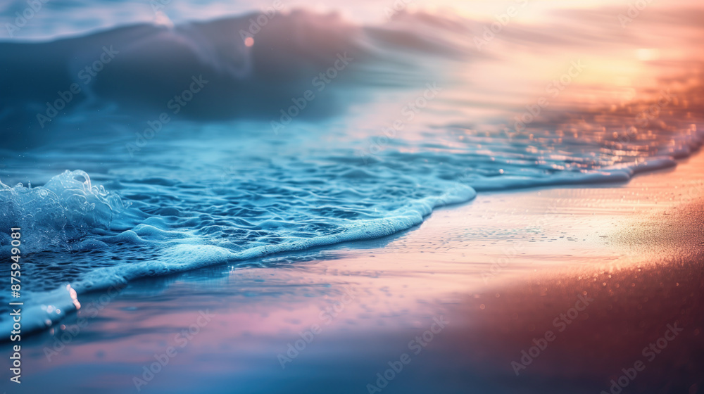 Poster ocean waves on the edge of a sandy shore line. background image. created with generative ai technolo