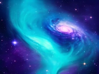 Turquoise and Indigo Nebulas: Stunning Gradient Galaxy Design