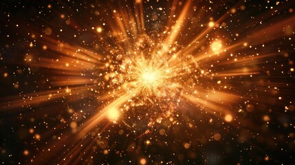 Naklejka premium Golden Explosion of Light and Glitter