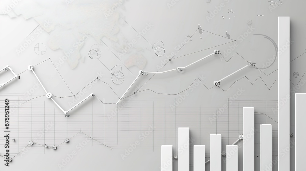 Poster minimalist bar graphs on light grey background with text area